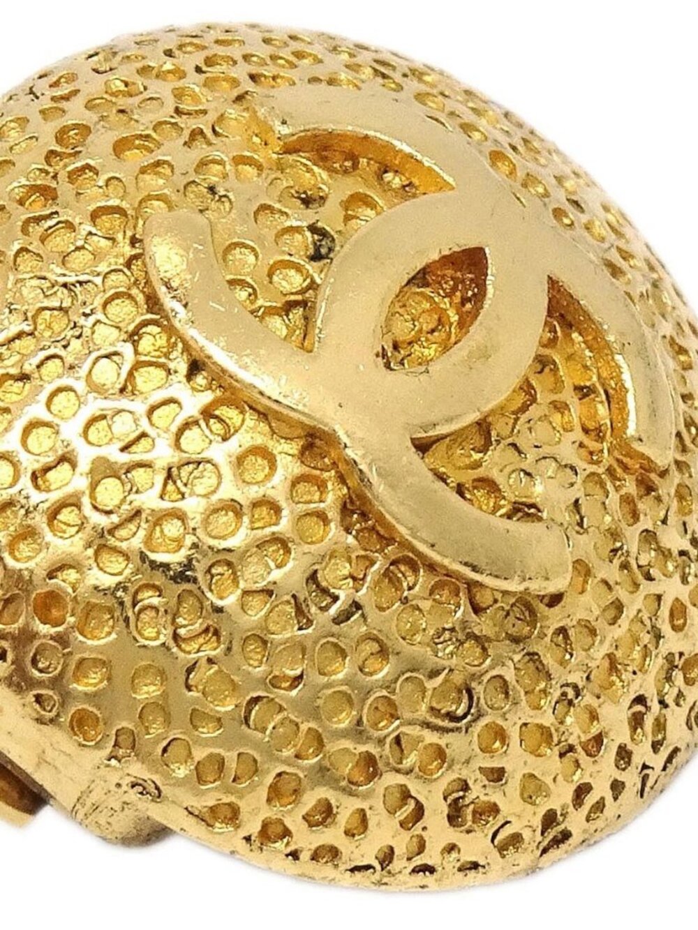 Chanel Button Clip-On Earrings Gold 96P 136264 - Picture 2 of 8